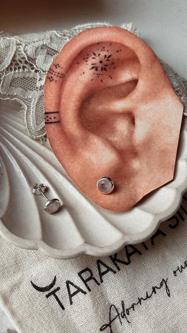 Simple 6mm Rose Quartz Silver Stud Earrings