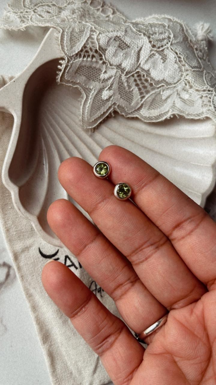6mm Peridot Gemstone Studs in Sterling Silver