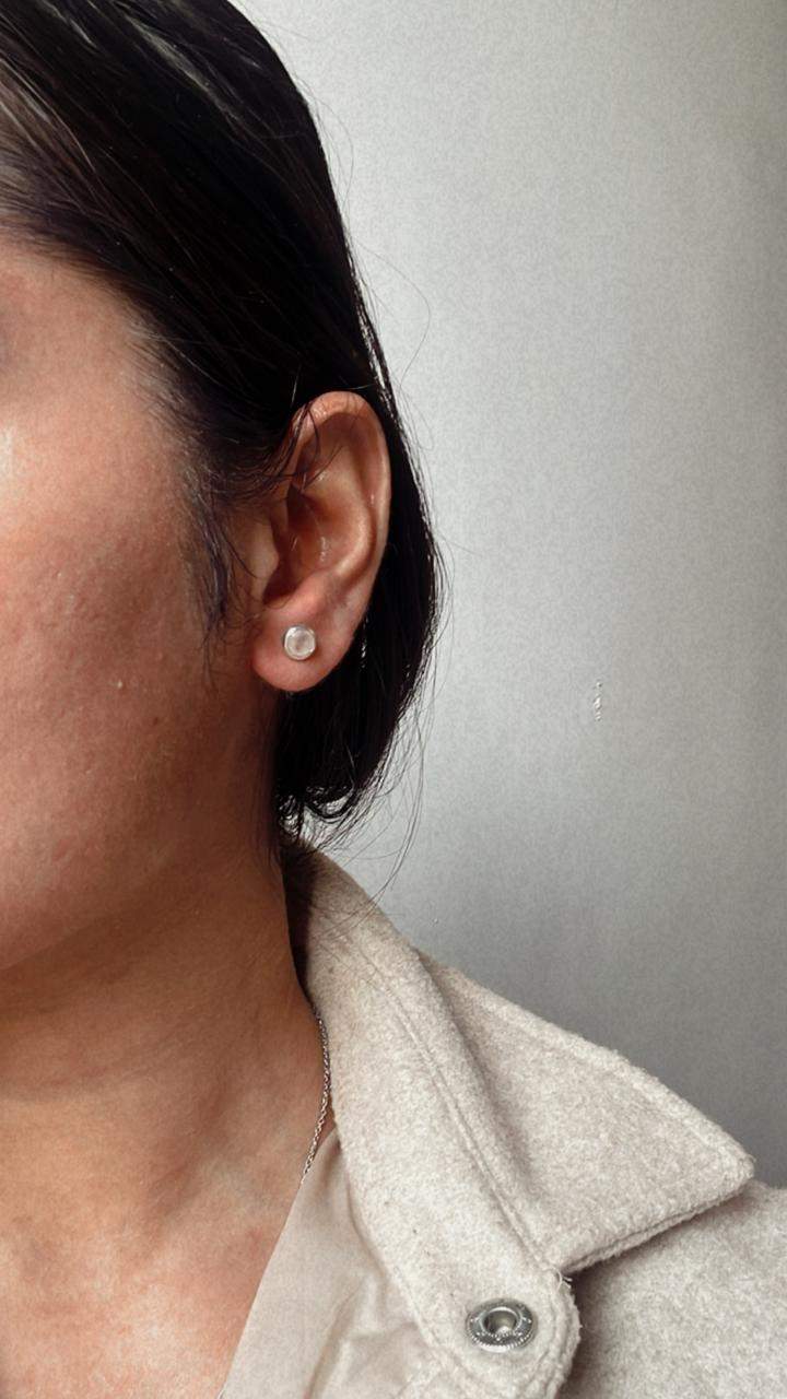 Sterling Silver 6mm Stud Earrings with Rose Quartz