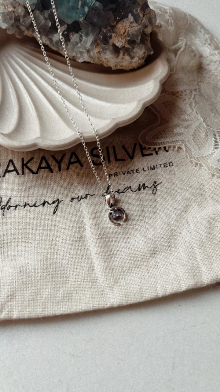 Moonstone Crescent Moon Necklace in Sterling Silver