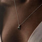 Small Silver Crescent Moon Necklace with Peridot
