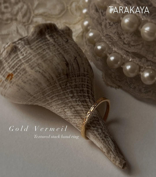 Gold Vermeil Textured Stack Ring for Women