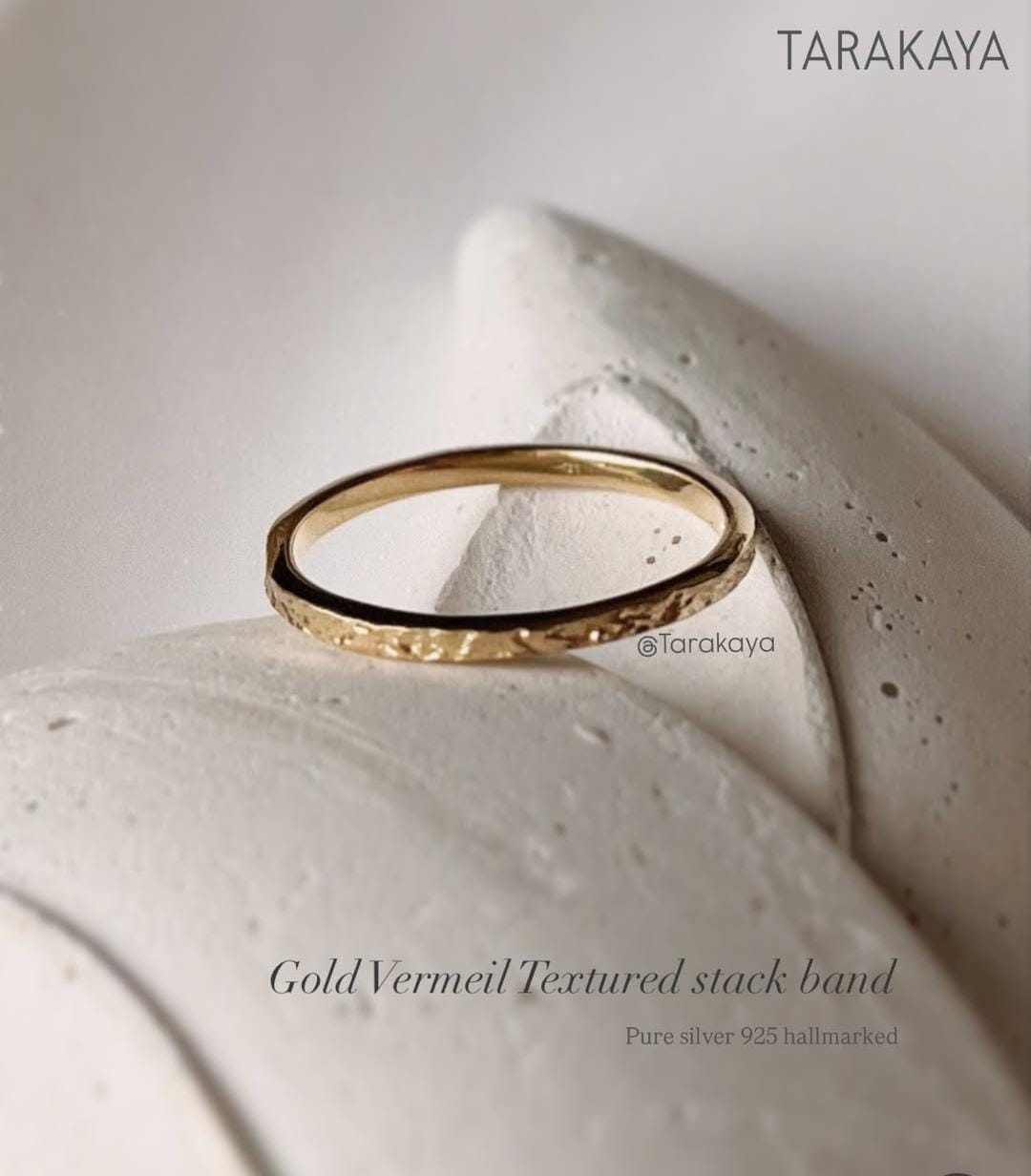 Gold Vermeil Textured Design Stackable Ring