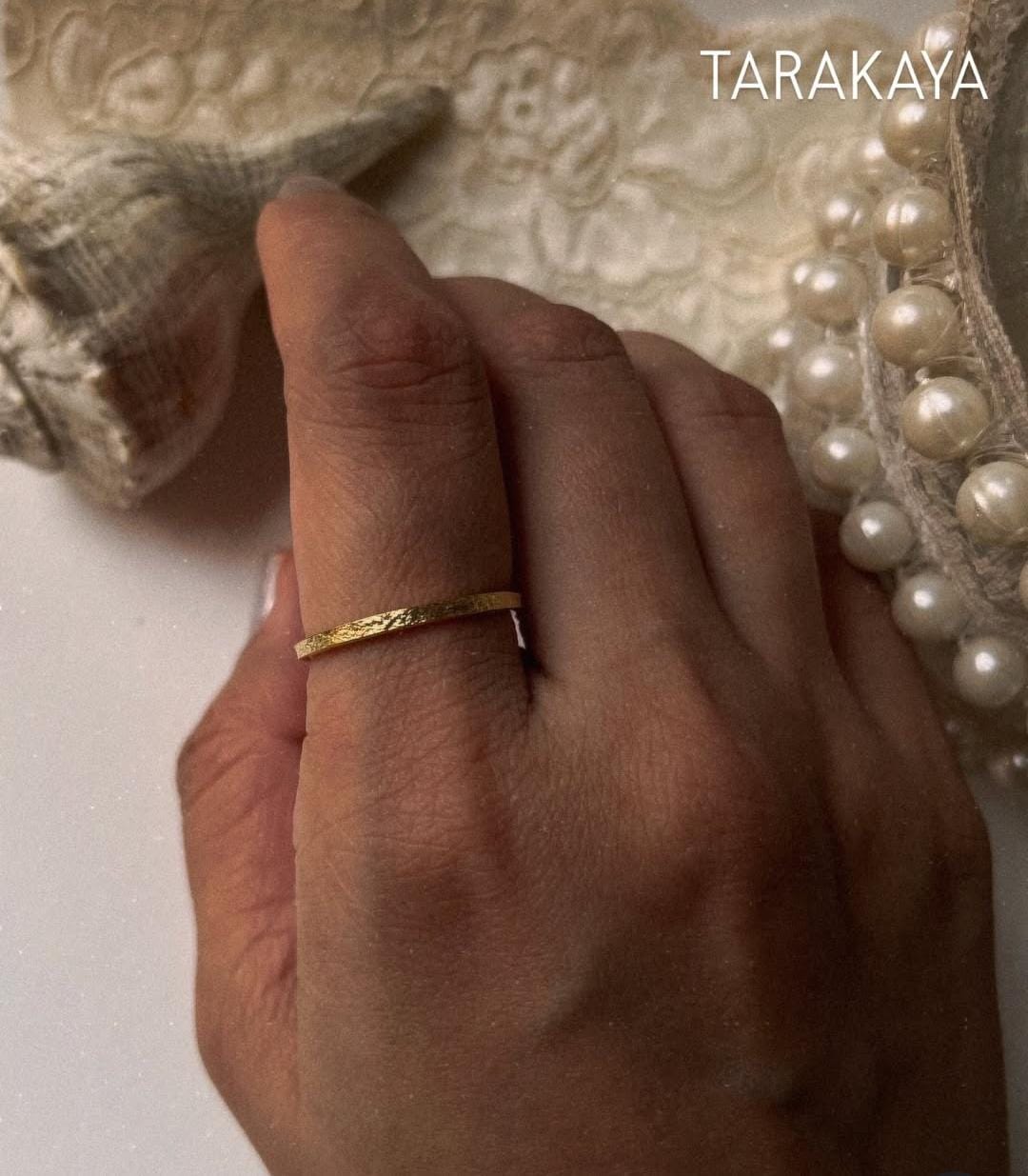 Gold Vermeil Textured Design Stackable Ring