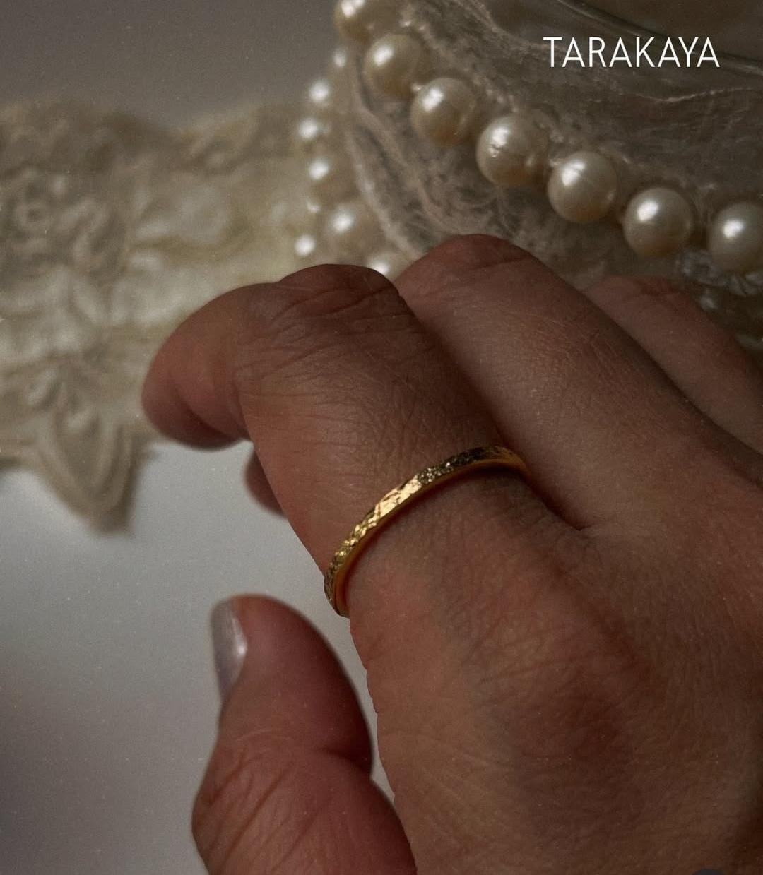 Gold Vermeil Textured Stackable Band Ring