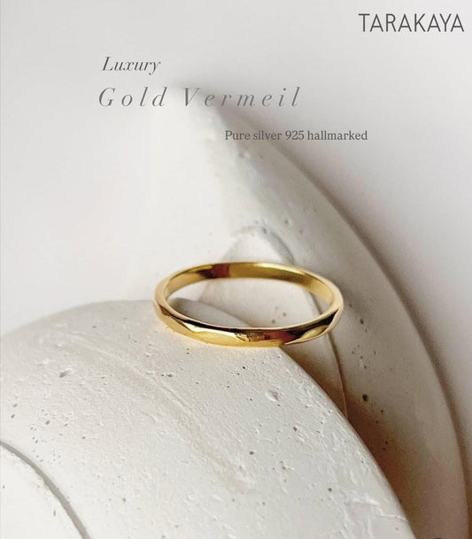 Gold Vermeil Plain Hammered Stackable Band Ring