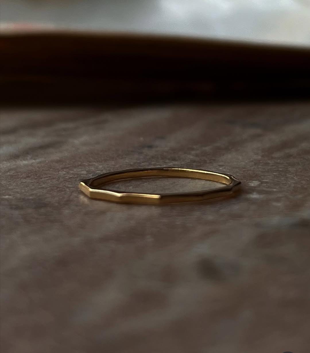 Gold Vermeil Hammered Star Stack Band Ring