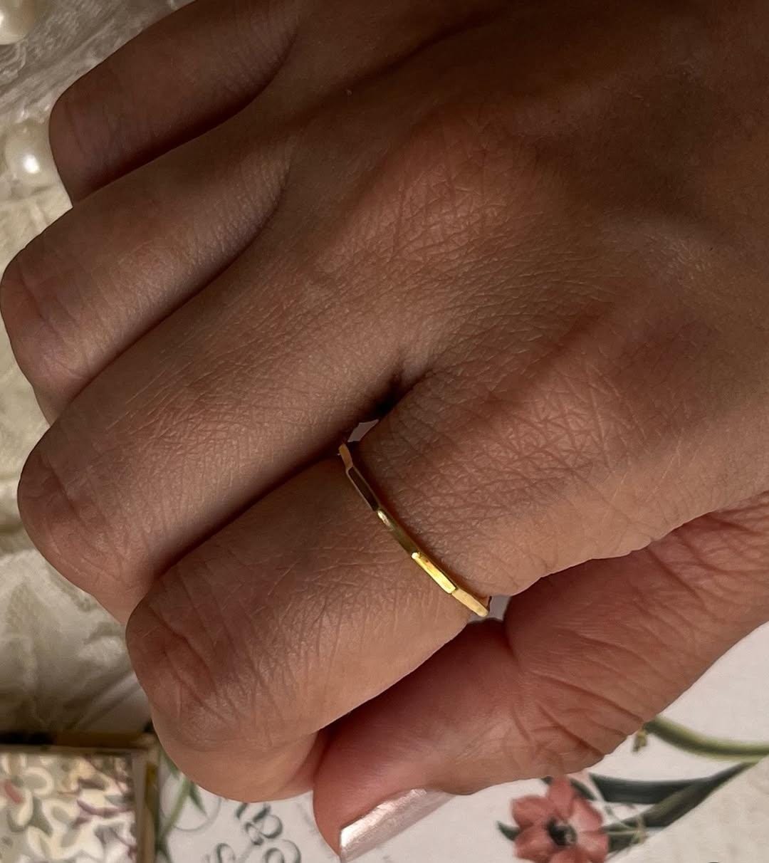 Gold Vermeil Hammered Stack Ring with Star Design