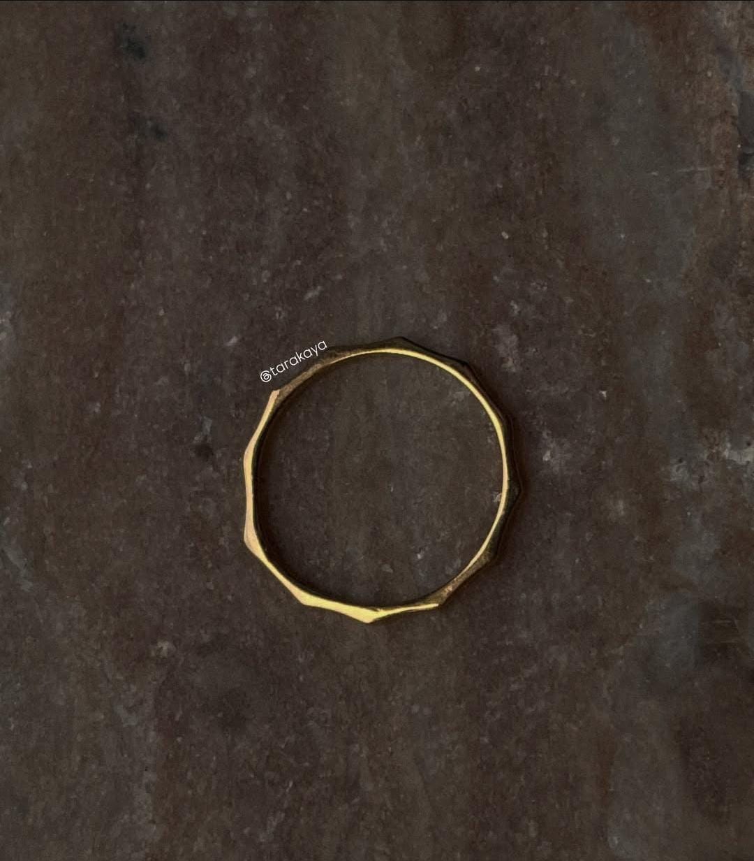 Gold Vermeil Sleek Star Hammered Stacking Ring