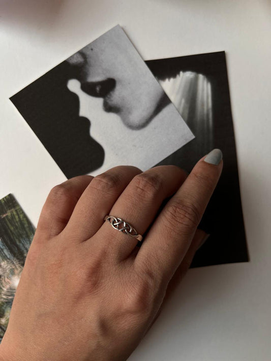 Handcrafted Small Knot Ring Boho Style 925 Sterling Silver