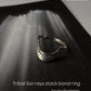 Tribal Sunrays Stack Ring in 925 Silver