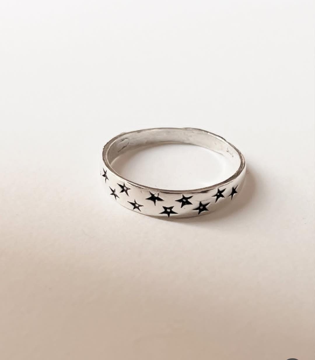 925 Silver Ring with Star Engraving