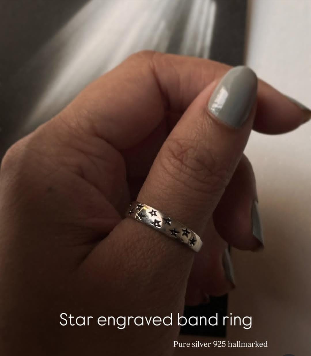 Star Engraved Ring in 925 Silver