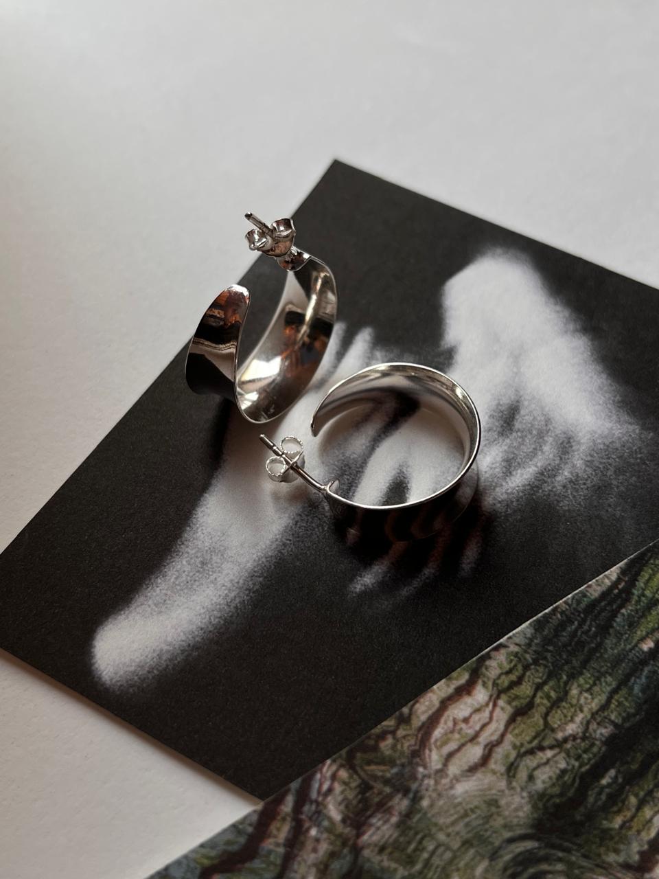 925 Silver Italian C Half Hoops with Chunky Design