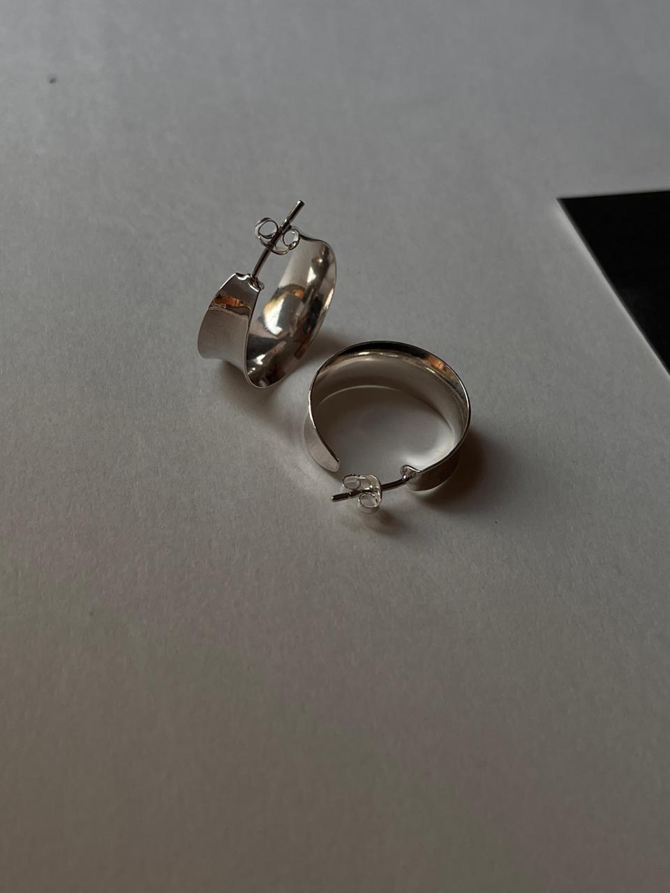 Italian Chunky C Shape Half Hoops in 925 Silver