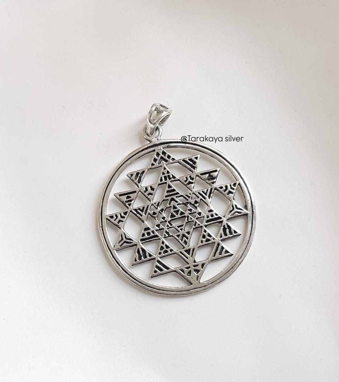 Shree Yantra Symbol Pendant in 925 Silver