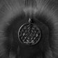 Big Round Shree Yantra Silver Pendant for Meditation