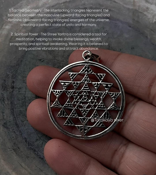 925 Silver Round Shree Yantra Pendant Necklace