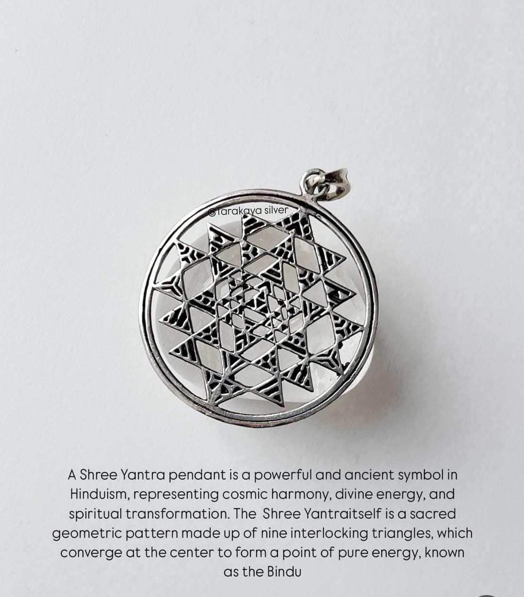 Round Shree Yantra Pendant in Sterling Silver