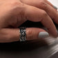 Sterling Silver Fleur De Lis Ring with Black Band