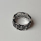 925 Silver Fleur De Lis Ring with Black Band