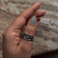 925 Silver Fleur De Lis Black Band Ring for Classic Style