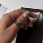 Fleur De Lis Black Band Ring in Sterling Silver for Men/Women