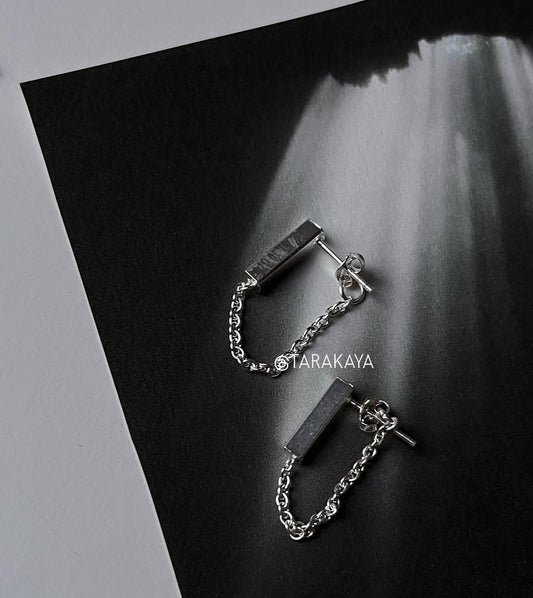 925 Silver Italian Bar Chain Stud Earrings for Women