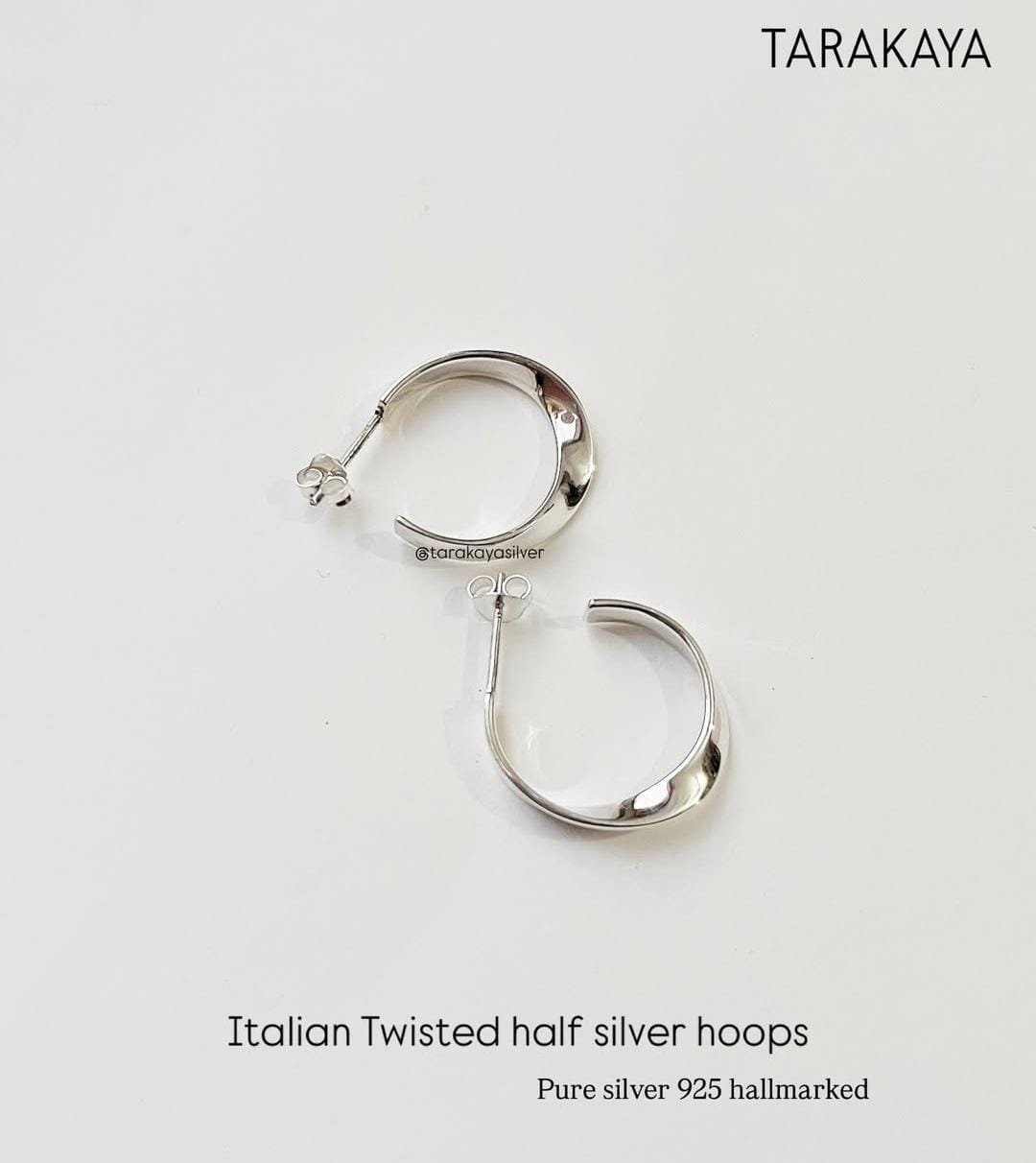 Italian Twist Half Hoops in 925 Silver