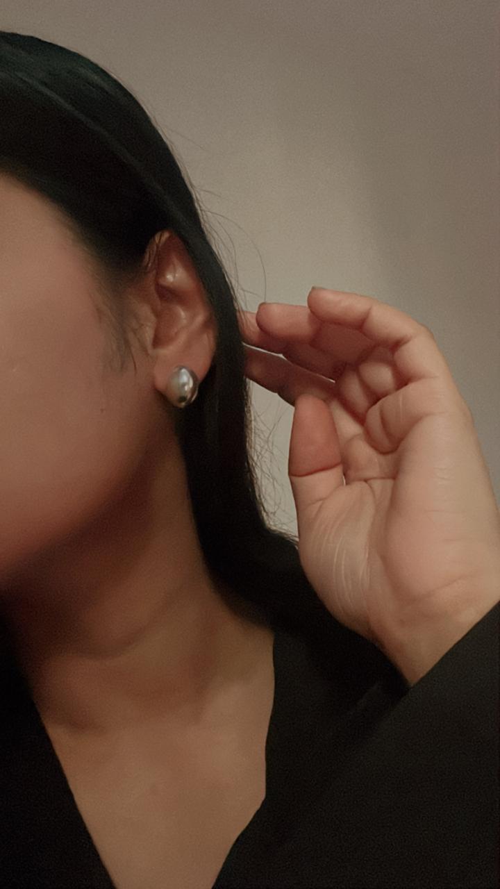 Chunky Dome Shaped Half Hoops in 925 Silver Italian Style