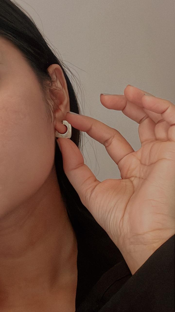 Italian Square Half Hoops in Chunky 925 Silver