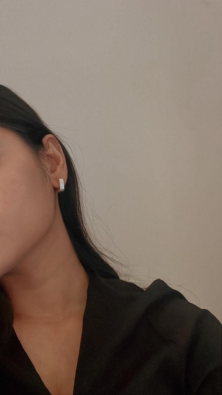 925 Silver Chunky Square Half Hoops with Italian Design