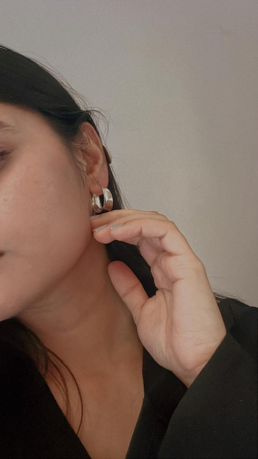 925 Silver Chunky C Statement Half Hoops with Italian Design