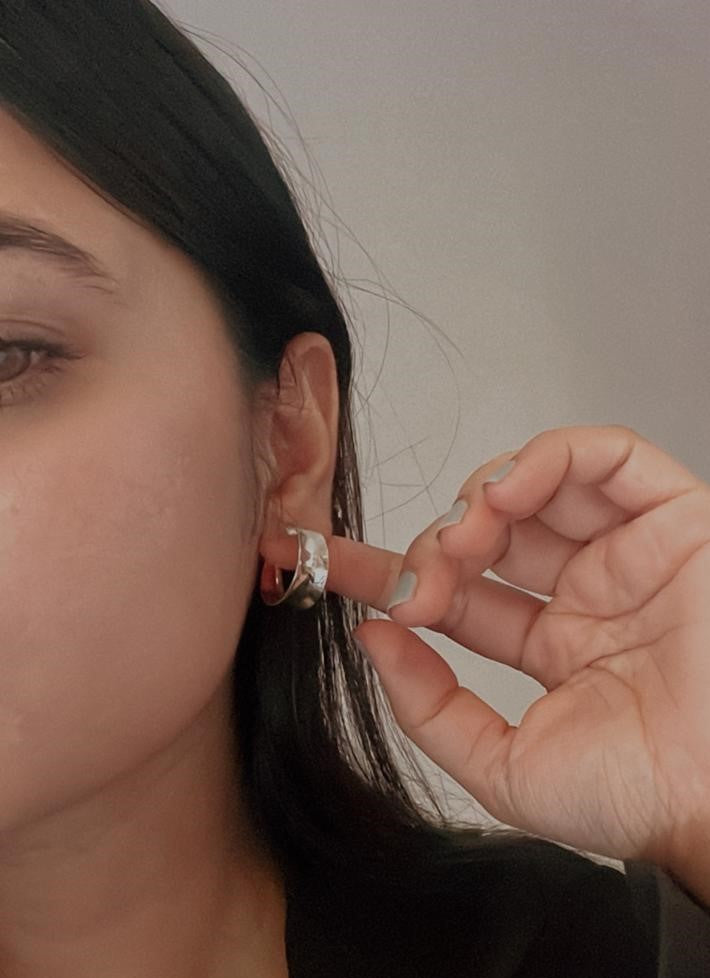 Chunky C Statement Half Hoops in 925 Silver Italian Style