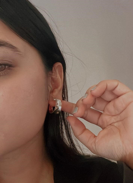 Chunky C Statement Half Hoops in 925 Sterling Silver Italian Style