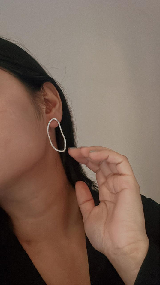 Chunky Oval Hammered Studs in 925 Sterling Silver with Italian Influence