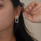 925 Silver Chunky Rectangular 2-in-1 Statement Stud Earrings