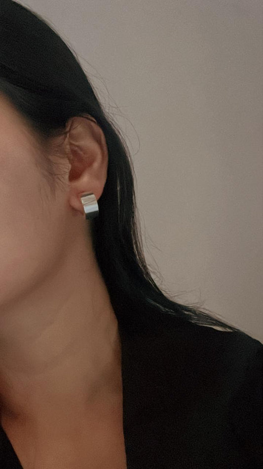 925 Silver Chunky C Half Hoops with Italian Design