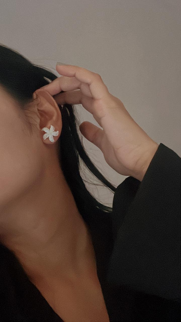 Star Fish Design Stud Earrings in 925 Silver