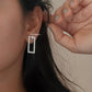 925 Silver Chunky Rectangular 2-in-1 Statement Stud Earrings