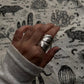 925 silver adjustable wrap ring with bohemian maple leaf  
