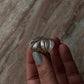 Adjustable bohemian silver ring with maple leaf motif  