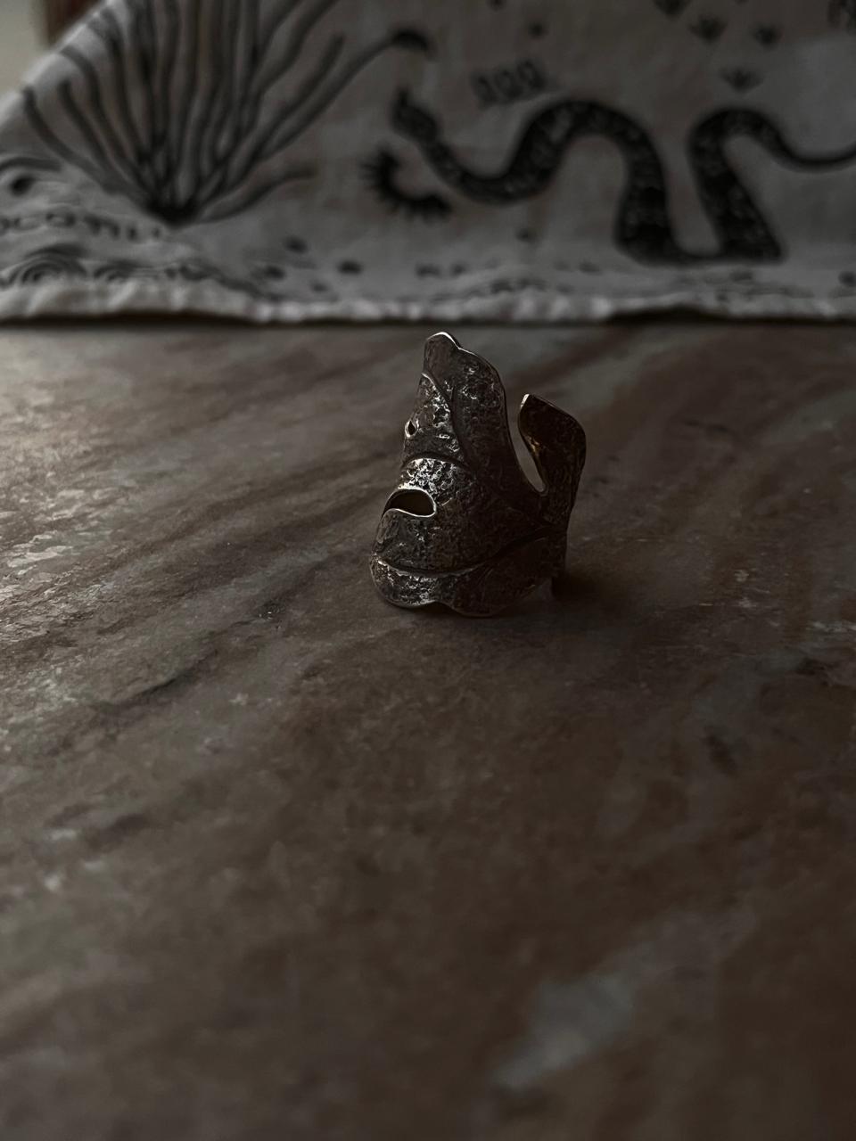 Sterling silver maple leaf wrap ring with boho brushed finish  