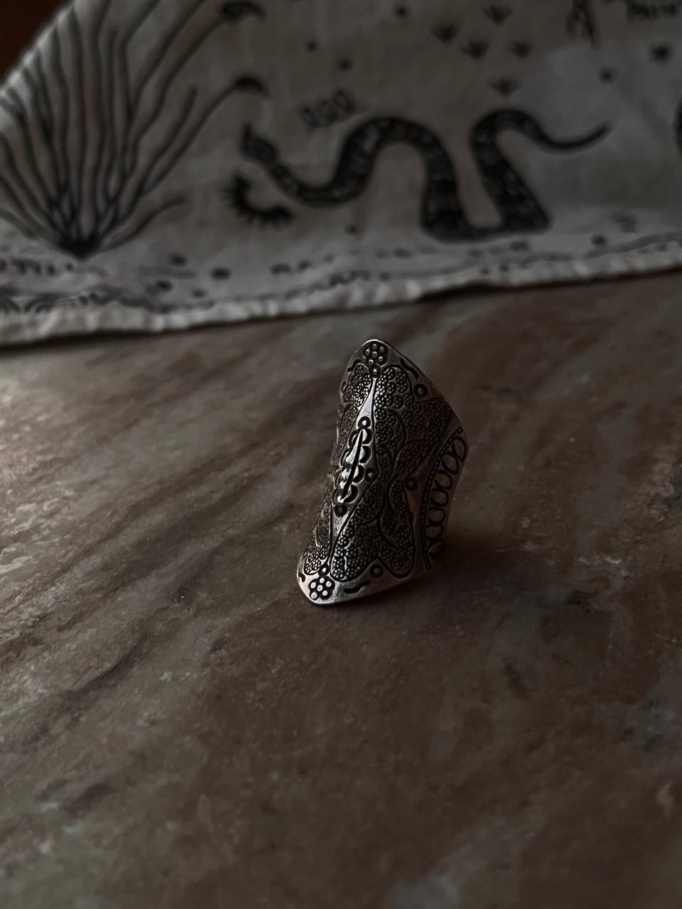 Statement full finger ring in 925 silver for boho fashion