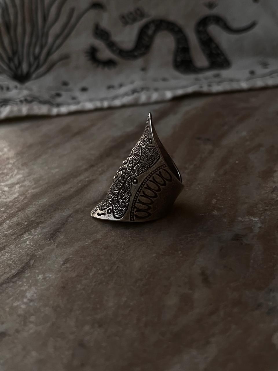 Bohemian full finger ring in imported handcrafted silver  