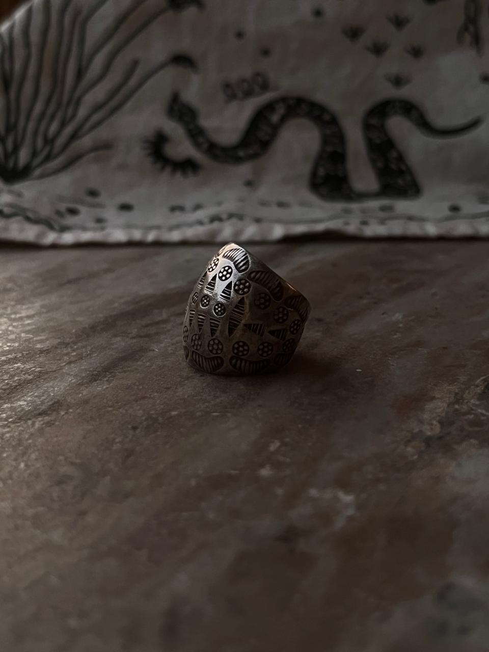 925 silver statement ring with bohemian dome design  