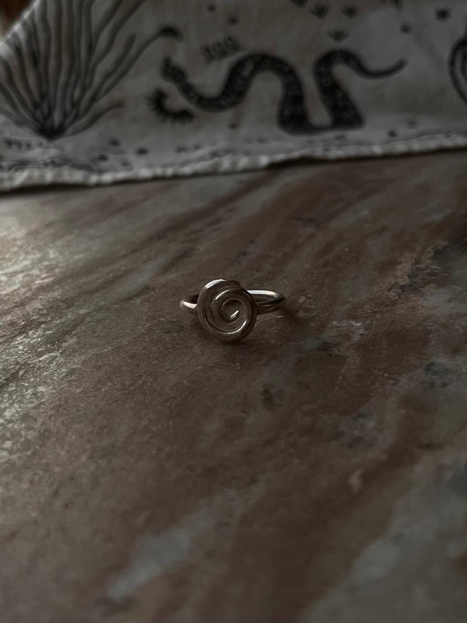 Handcrafted spiral ring with adjustable band in sterling silver  