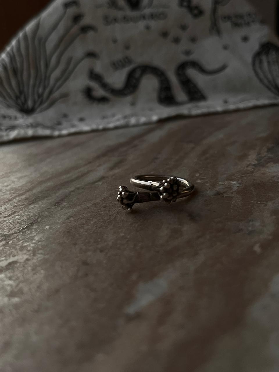 Boho-style flower bunch ring in handcrafted sterling silver  