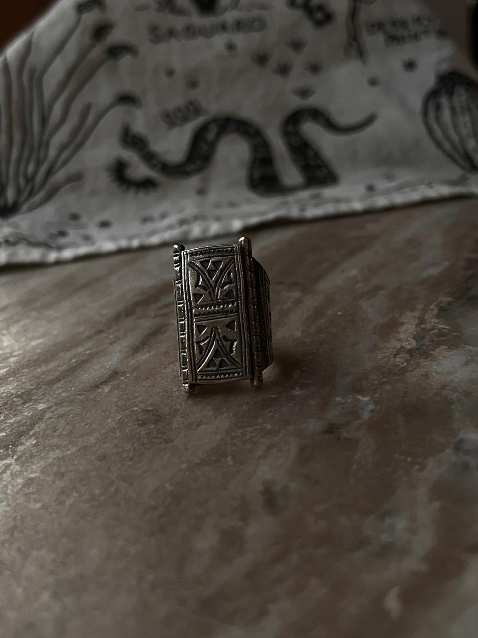 Artisan Turkish silver ring with adjustable band  