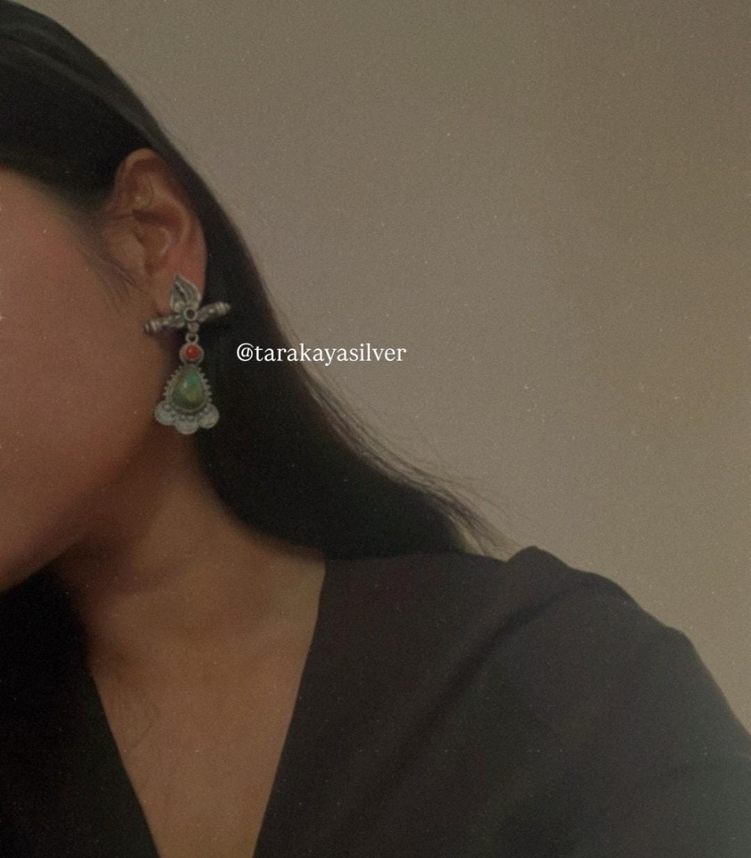 Handcrafted Antique Turquoise and Coral Silver Earrings